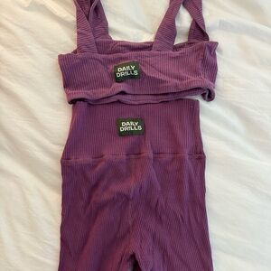 Daily Drills Purple Ribbed Workout Set